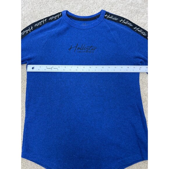 Hollister Blue Thermal Long Sleeve Shirt Logo Tape Raglan Style Size S - Picture 6 of 12